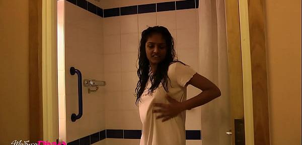  Dark Skin Indian Teen Beauty In Bathroom Taking Shower